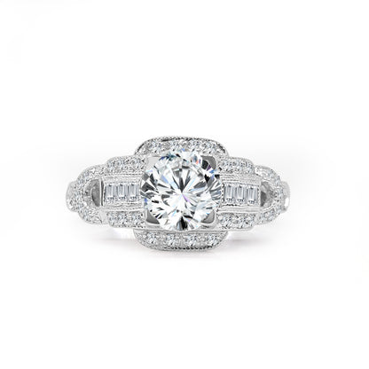 Classic 0.30 Carat Natural Diamond Engagement Mounting in 14 Karat White Gold