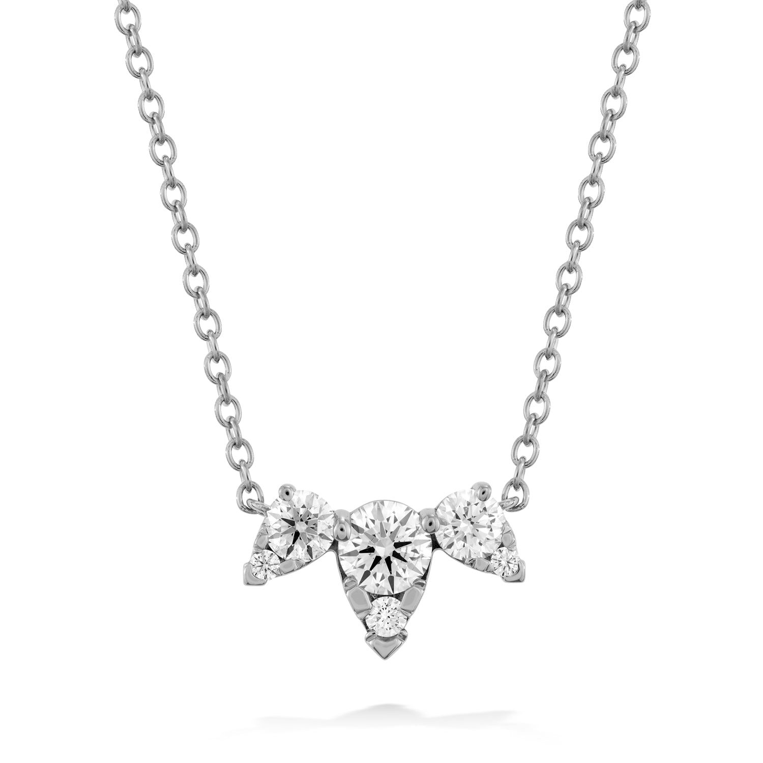 Introducing the Triple Aerial Brilliance 18 Karat White Gold Necklace with 0.48 Carat Natural Diamond