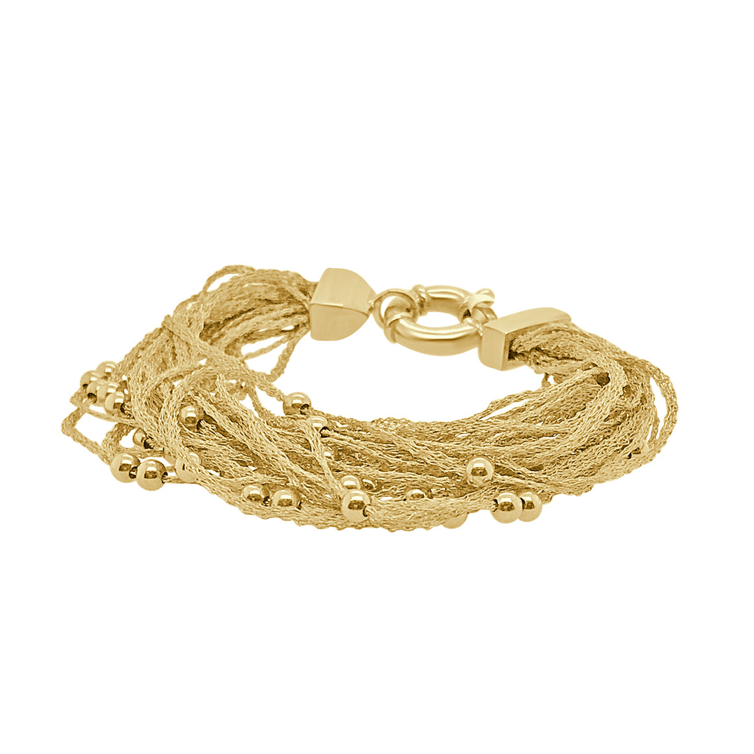 Serene Shimmer: Multi Strand Beaded Bracelet in 14 Karat Yellow Gold