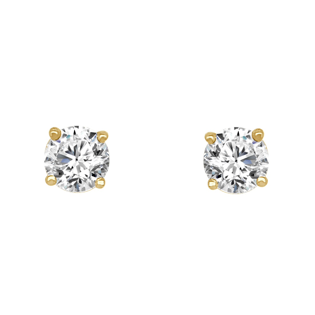 14K Yellow Gold 0.33ct Natural Diamond Solitaire Stud Earrings with Four-Prong Setting