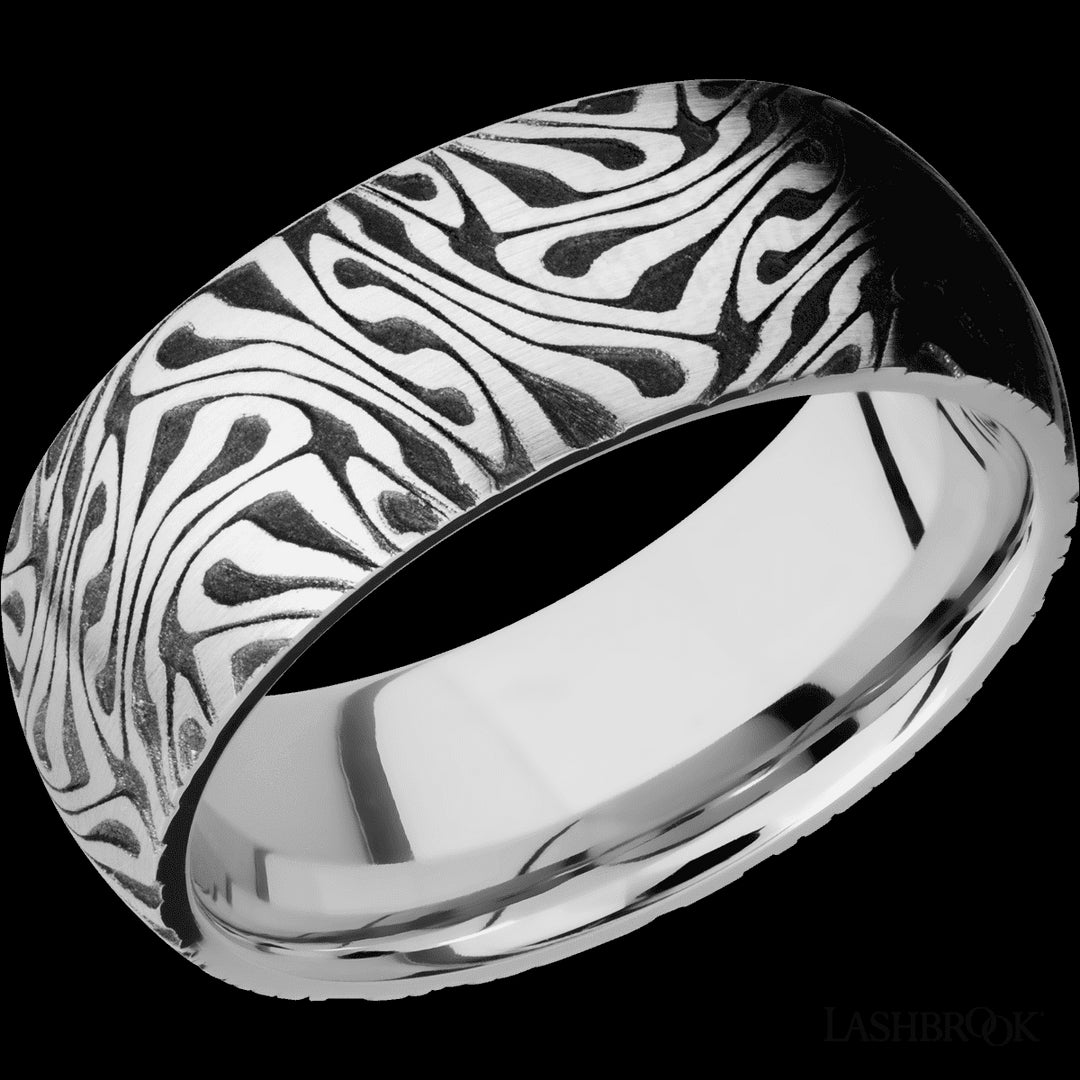 Stunning Satin Cobalt Chrome Wedding Band with Escher Pattern - Size 10