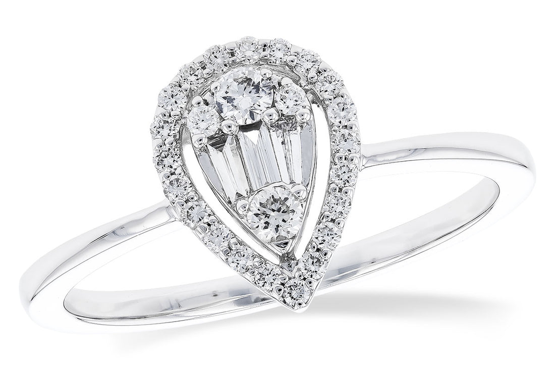 0.25 Carat Natural Diamond Pear Mosaic Engagement Ring in 14 Karat White Gold
