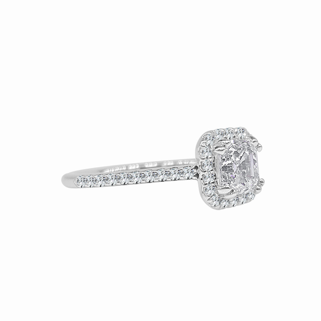 14K White Gold Asscher-Cut Natural Diamond Engagement Ring (1.01 ct)