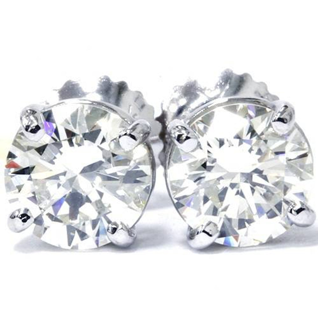14K White Gold Round Solitaire Studs with Screw Back and Lab Diamond – The Only Diamond