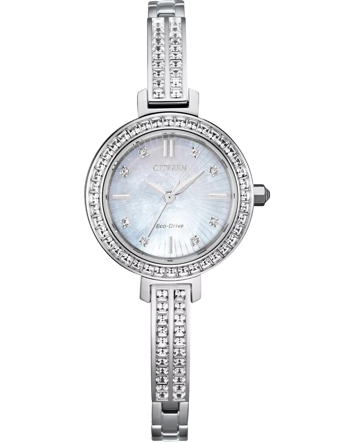 Ladies Eco WR50 White Silhouette Crystal Stainless Steel Watch by Citizen
