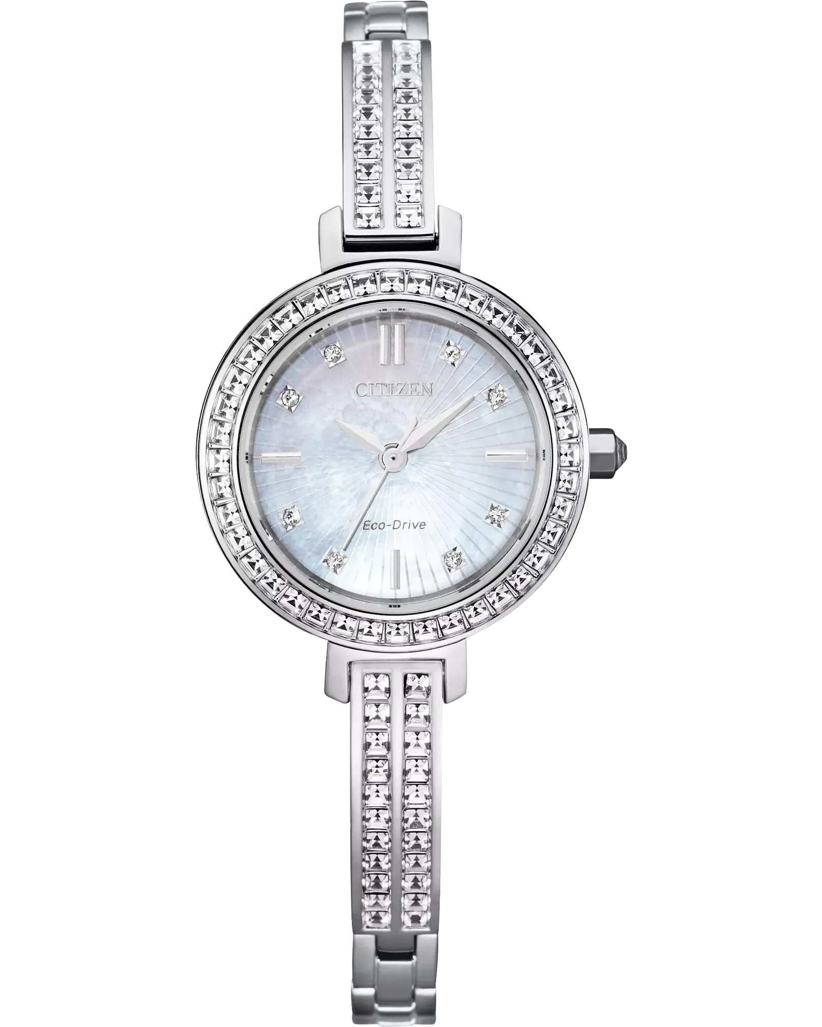 Ladies Eco WR50 White Silhouette Crystal Stainless Steel Watch by Citizen