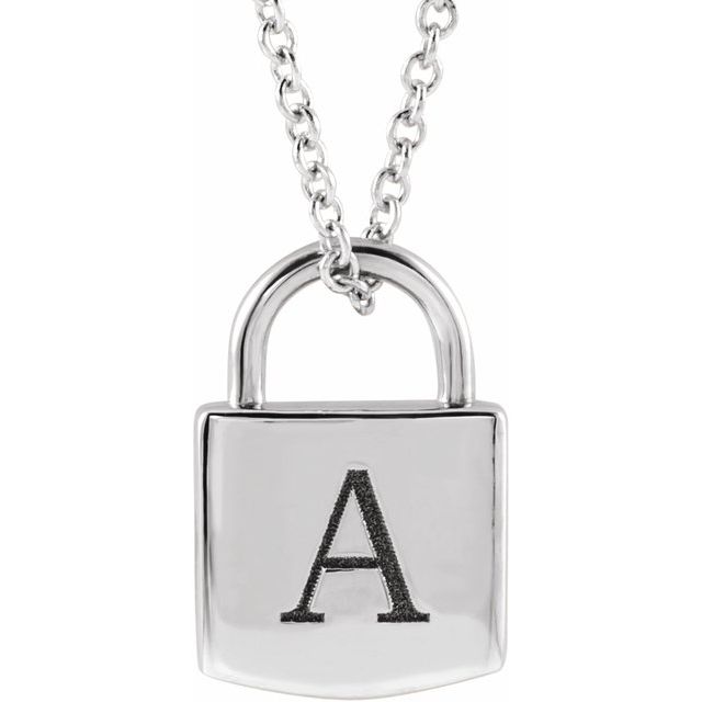Personalized Engravable Lock Necklace in Sterling Silver