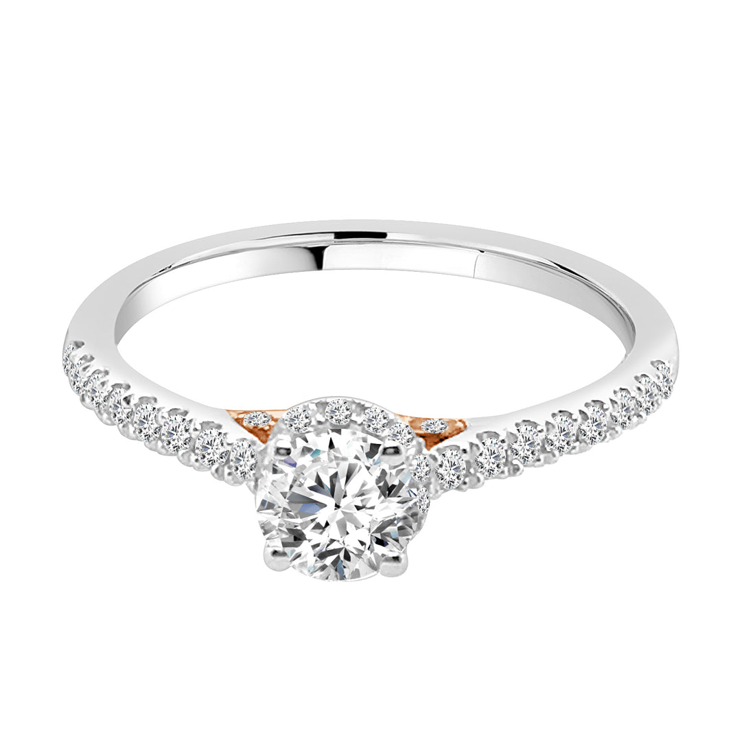 Rose Gold Two-Tone Engagement Ring with 0.50ct Natural Diamond, Round Shape - 14K Gold Accents
