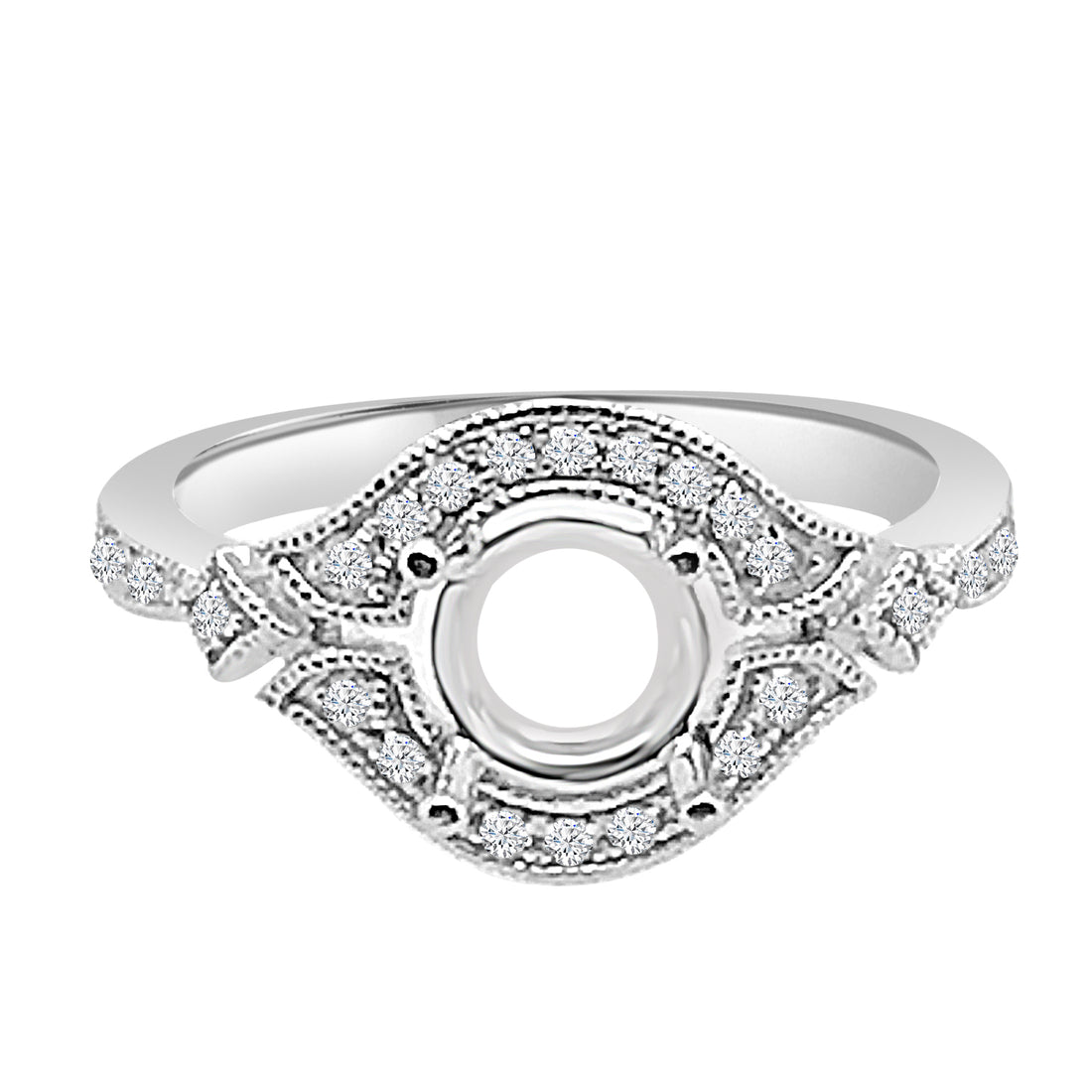 Milgrain Platinum Engagement Mounting with Natural Diamond - 0.24 carat