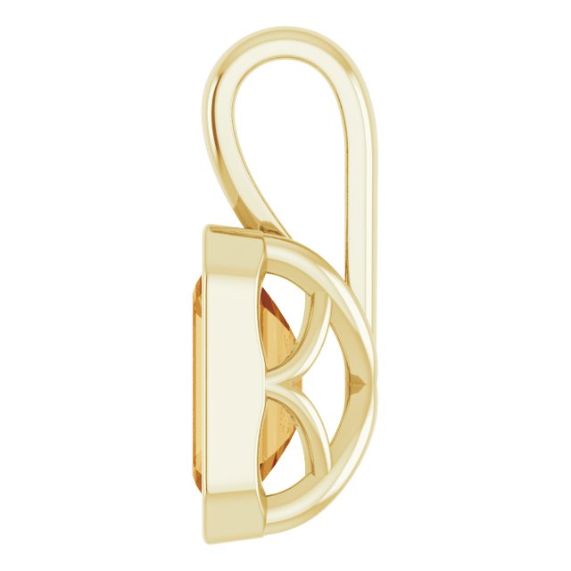 14K Yellow Gold Bezel Set Citrine Emerald Cut Pendant Necklace - 3.15 Carats