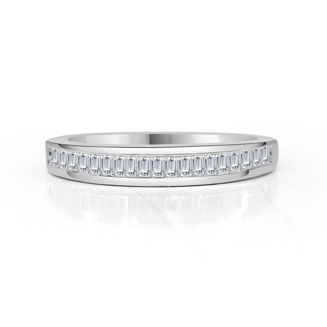 Dazzling Baguette Diamond Wedding Band in 14 Karat White Gold