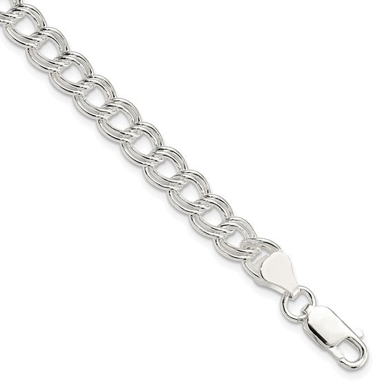 Double Link Charm Sterling Silver Bracelet