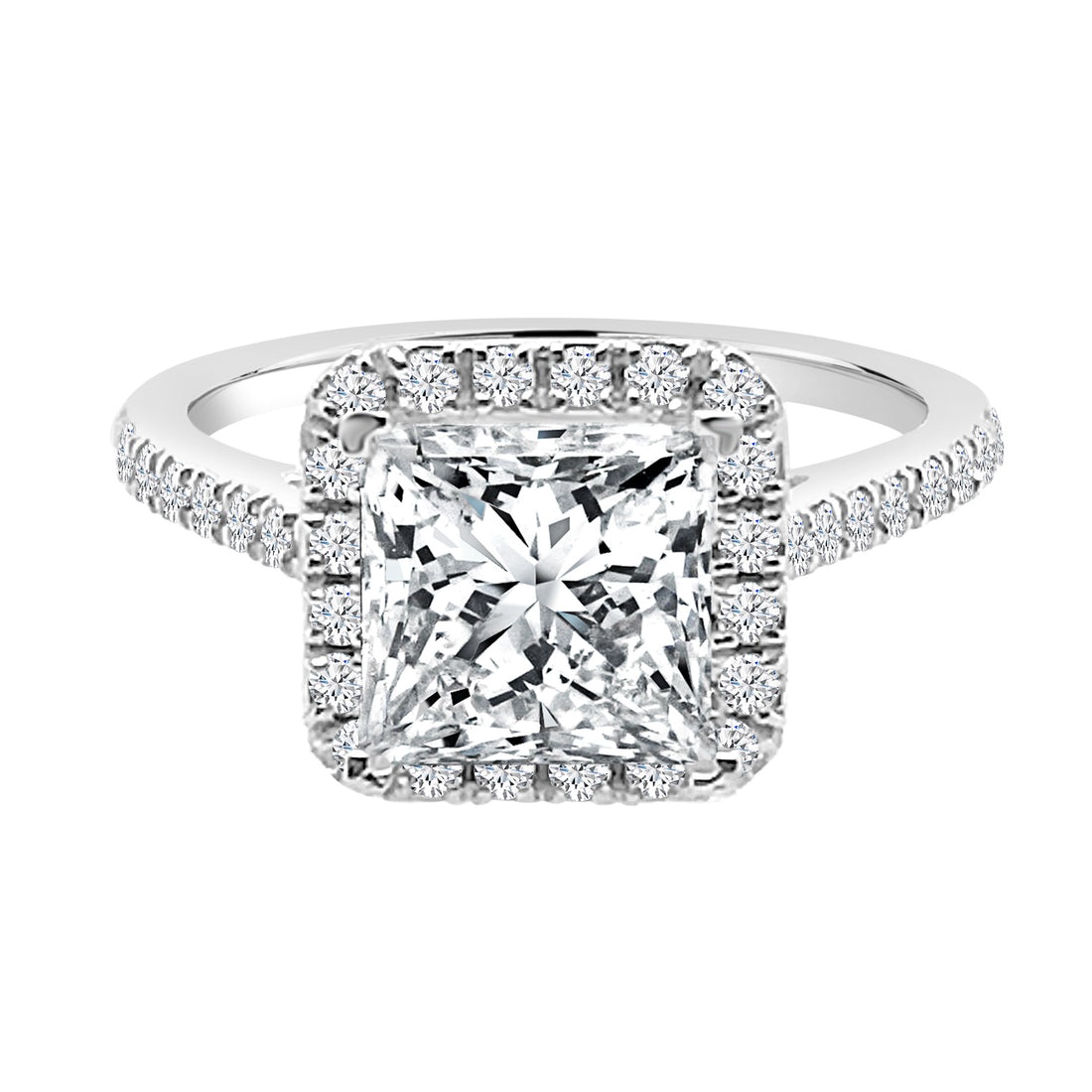 Princess Cut 0.35 ct Natural Diamond Engagement Mounting in 14 Karat White Gold