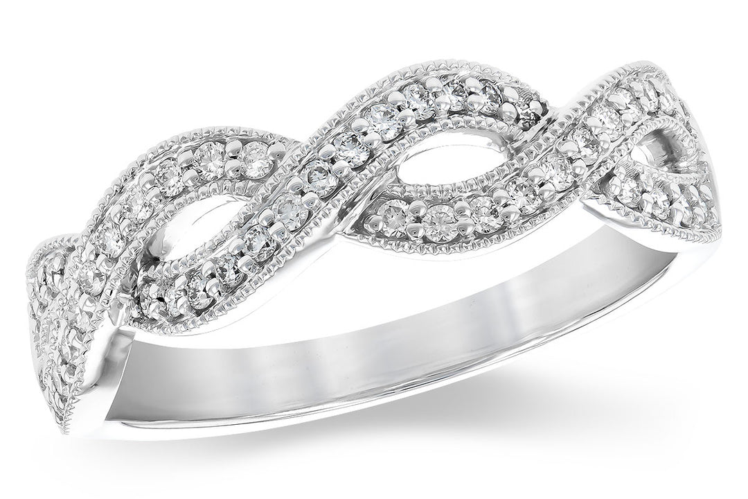 Twisted Elegance: 14 Karat White Gold Ring with Natural Diamond 0.25 carat