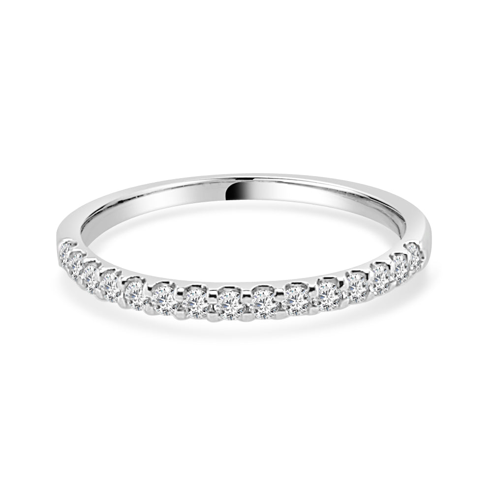 14 Karat White Gold Straight Shared Prong Wedding Band with 0.26 Carat Round Natural Diamond