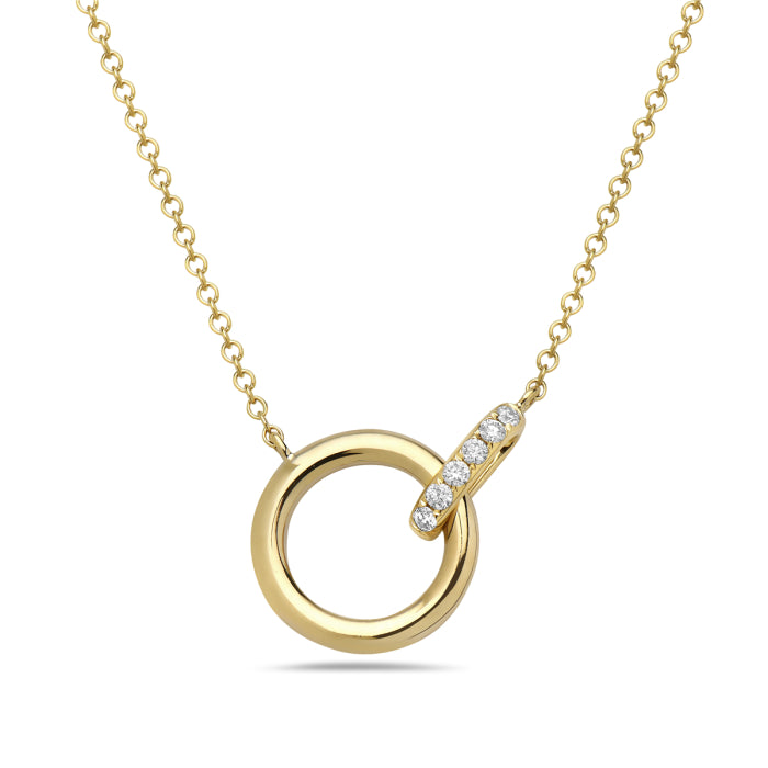 Exquisite 14 Karat Yellow Gold Necklace with Natural Diamond Accent