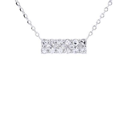 Dazzling Double Row Diamond Pendant Necklace in 14 Karat White Gold - Natural 0.24 Carat Round Shape Diamonds