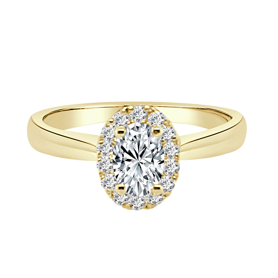 14k Yellow Gold Plain Oval Engagement Ring with 0.50 ct Natural Diamond