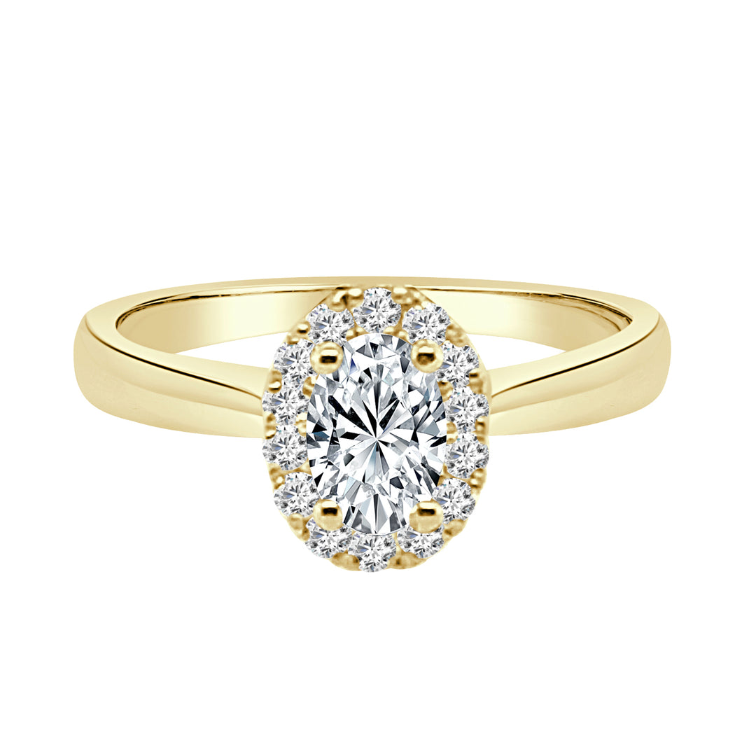 Timeless Elegance: 14K Yellow Gold Plain Oval Natural Diamond Engagement Ring