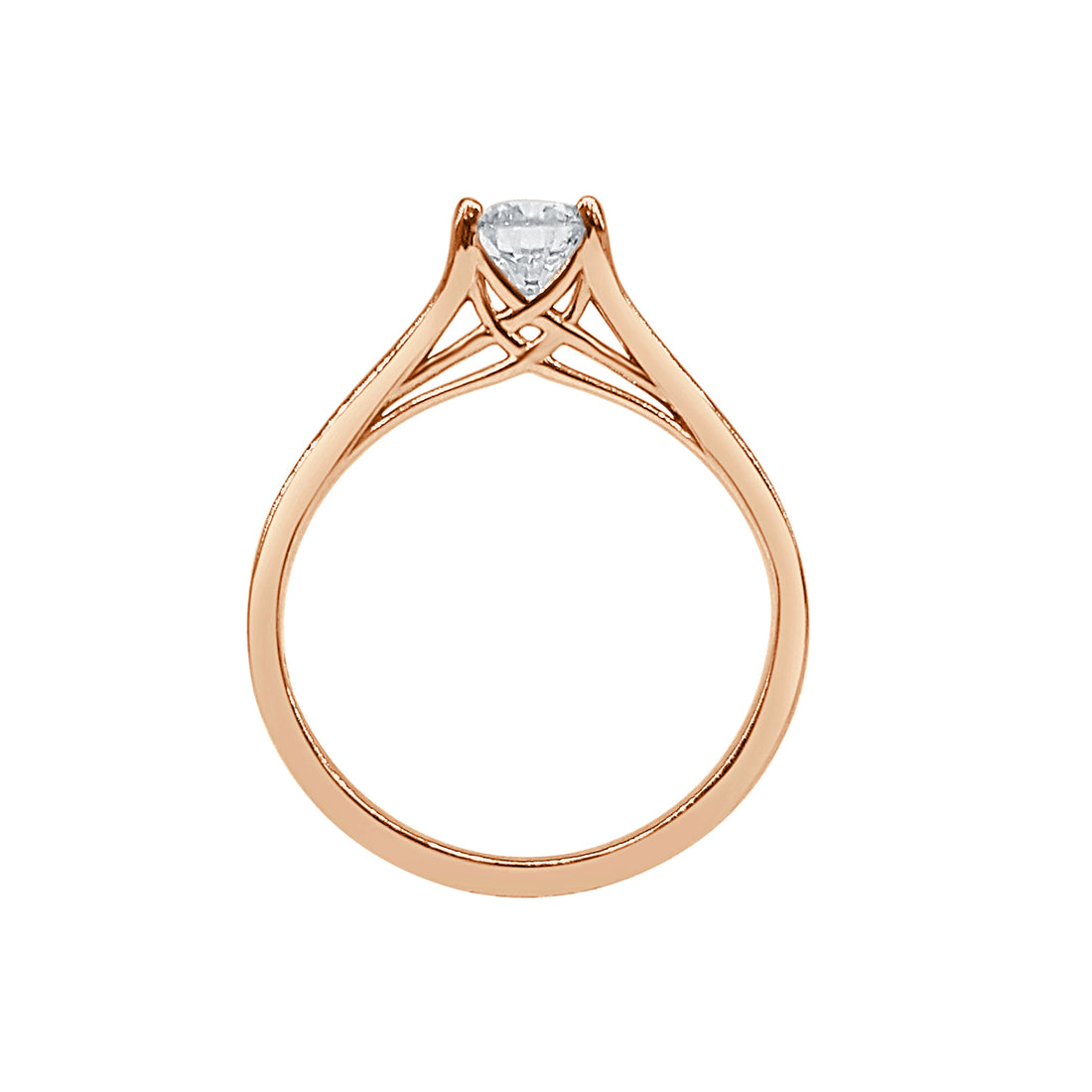 0.60 Carat Round Natural Diamond Engagement Ring in 14 Karat Rose Gold