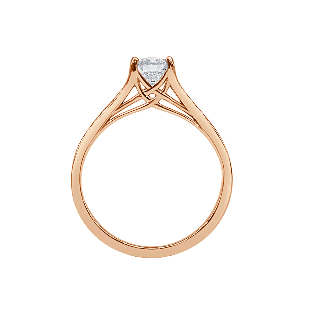 Timeless Love: 14 Karat Rose Gold Round Shape Engagement Ring with Natural Diamond