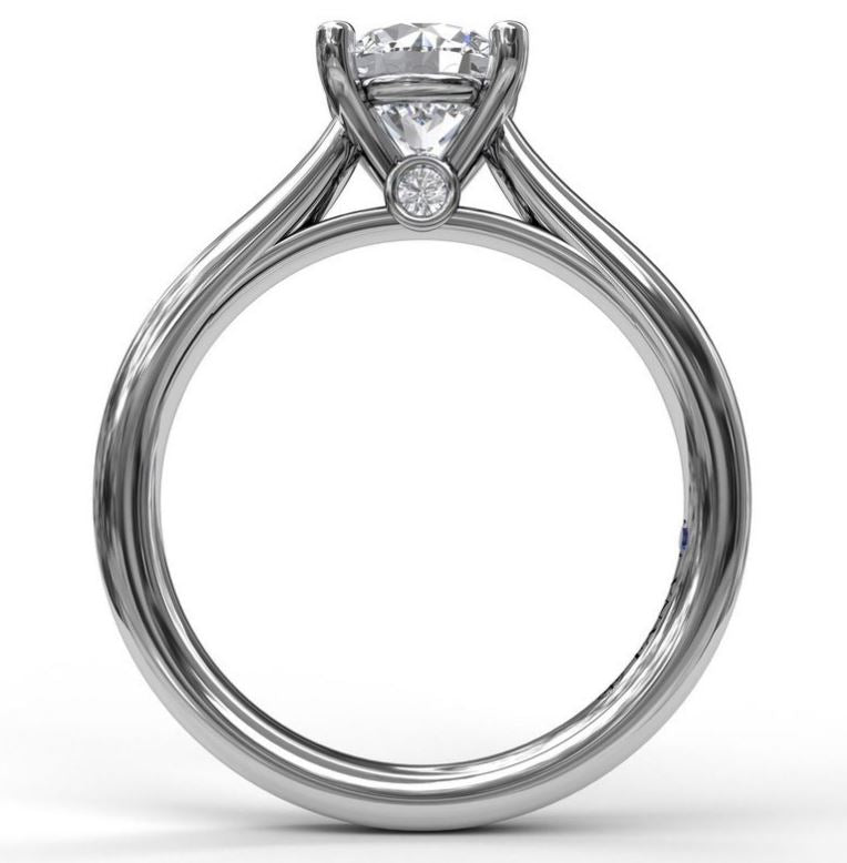 Polished 14 Karat White Gold Engagement Mounting with Cubic Zirconia