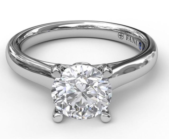 Polished 14 Karat White Gold Engagement Mounting with Cubic Zirconia