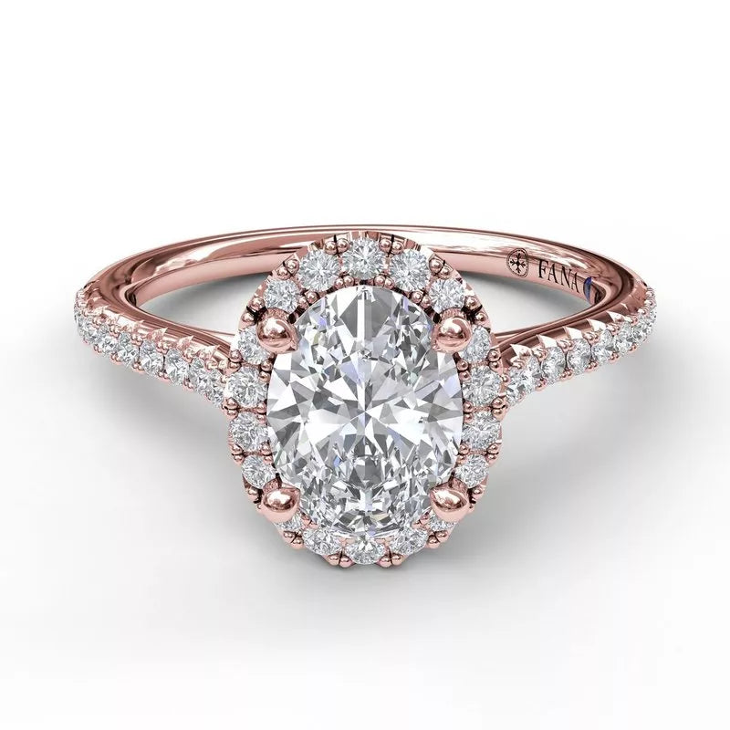 Oval Cubic Zirconia Engagement Mounting in 14 Karat Rose Gold