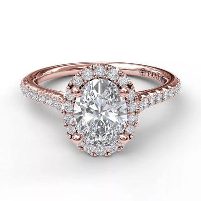 Oval Engagement Mounting in 14 Karat Rose Gold Setting