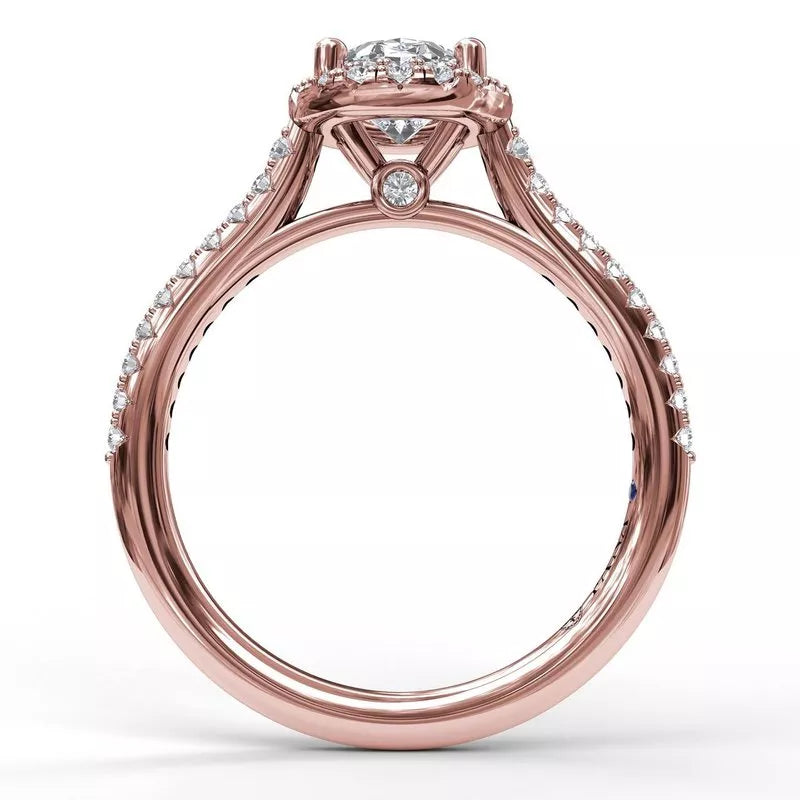 Oval Cubic Zirconia Engagement Mounting in 14 Karat Rose Gold