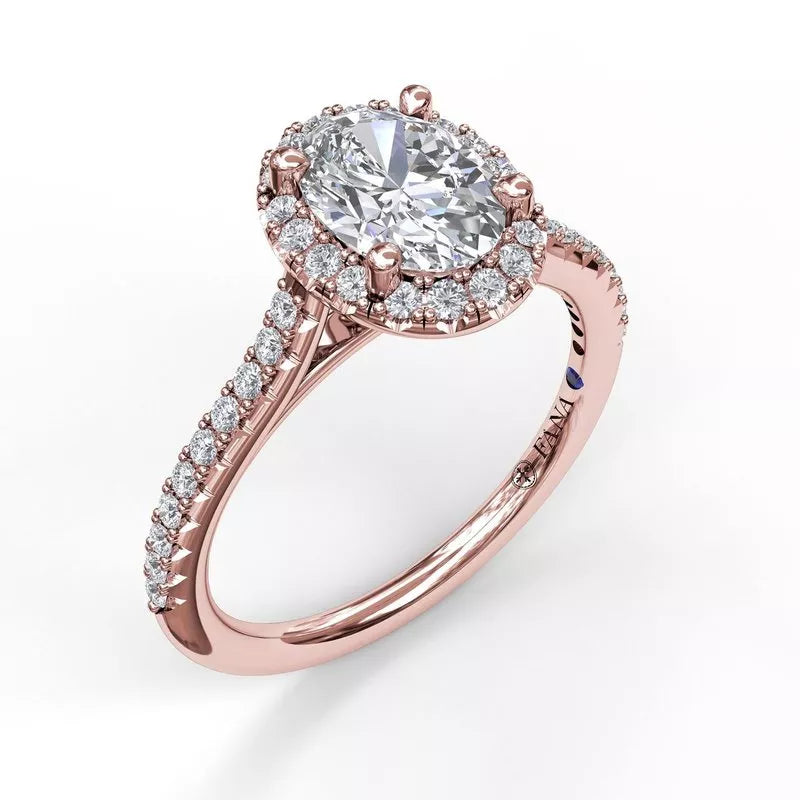 Oval Cubic Zirconia Engagement Mounting in 14 Karat Rose Gold