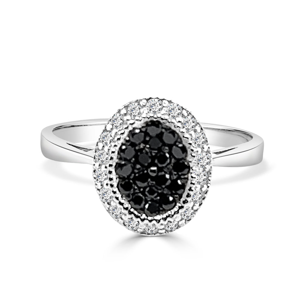 White Gold Round 0.45 Carat Brown and White Diamond Ring