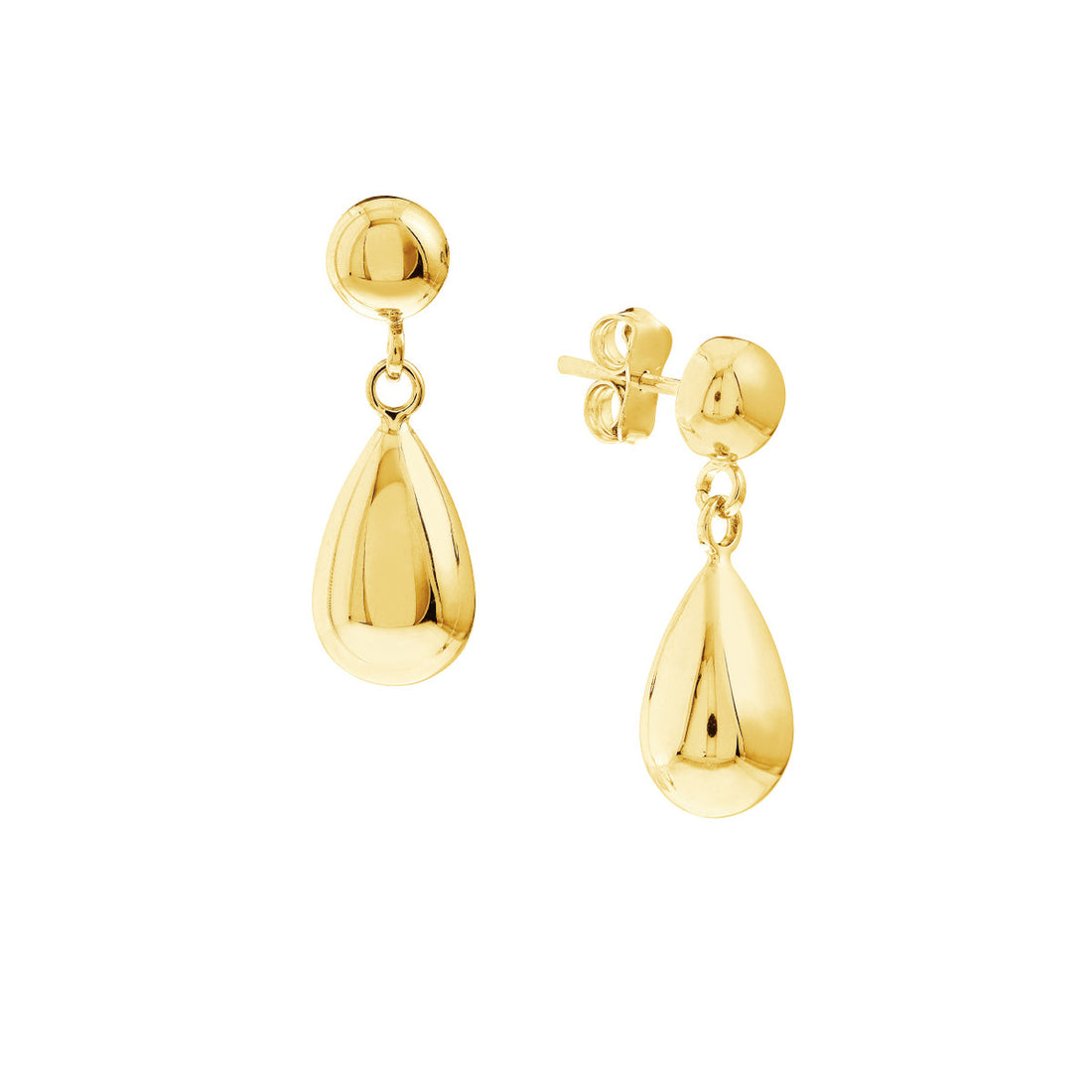 10 Karat Yellow Gold Teardrop Dangle Earrings