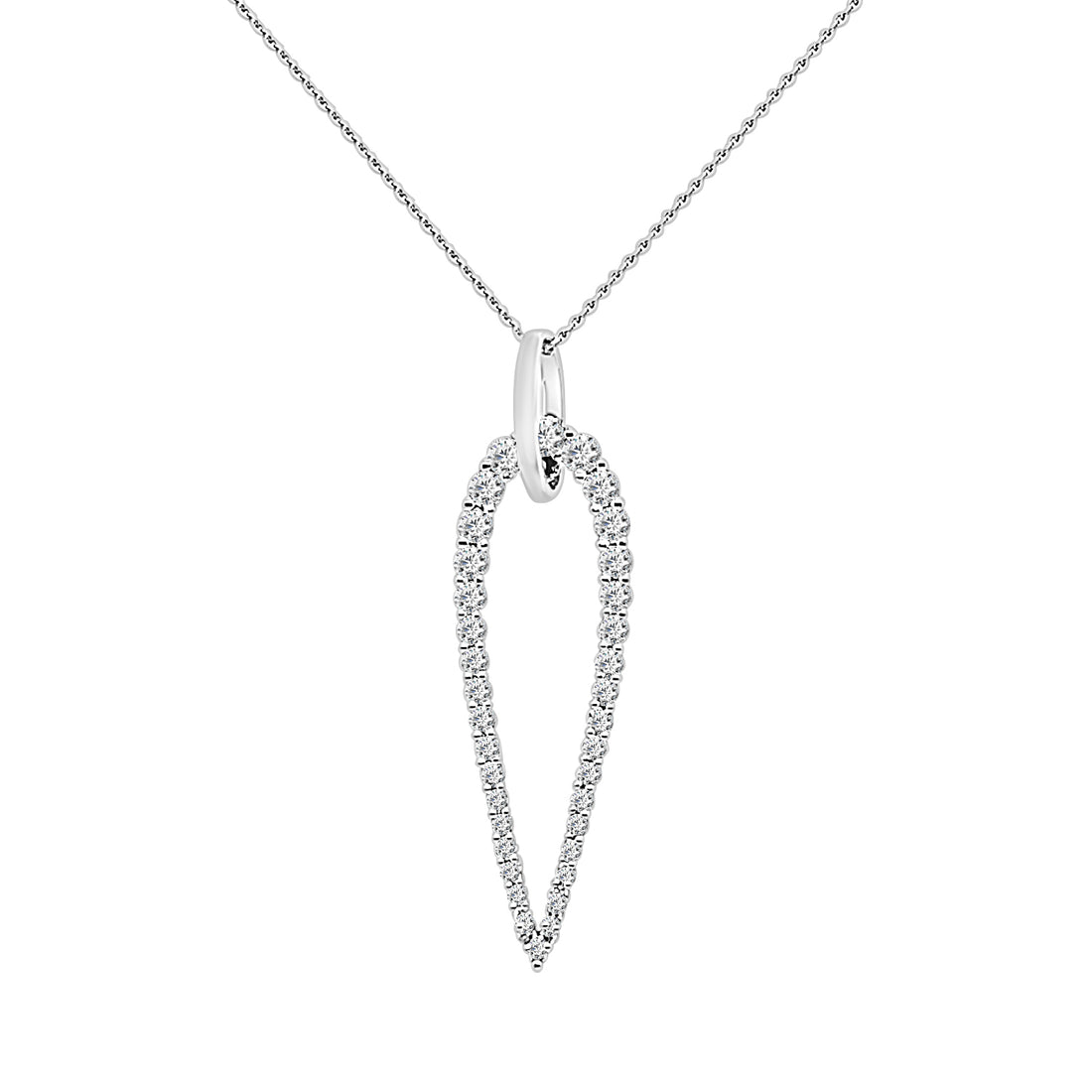 14 Karat White Gold Open Teardrop Necklace with 0.50 Carat Natural Diamond