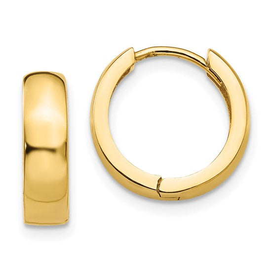 Stylish 14K Yellow Gold Round Hinged Hoop Earrings for a Elegant Look!