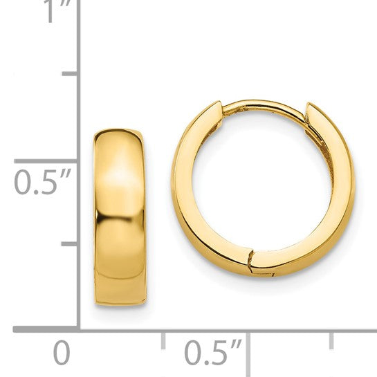 Stylish 14K Yellow Gold Round Hinged Hoop Earrings for a Elegant Look!