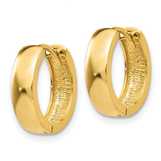 Stylish 14K Yellow Gold Round Hinged Hoop Earrings for a Elegant Look!