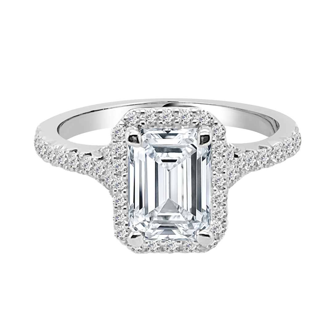 Oval Split Shank Engagement Mounting in 14K White Gold with Cubic Zirconia