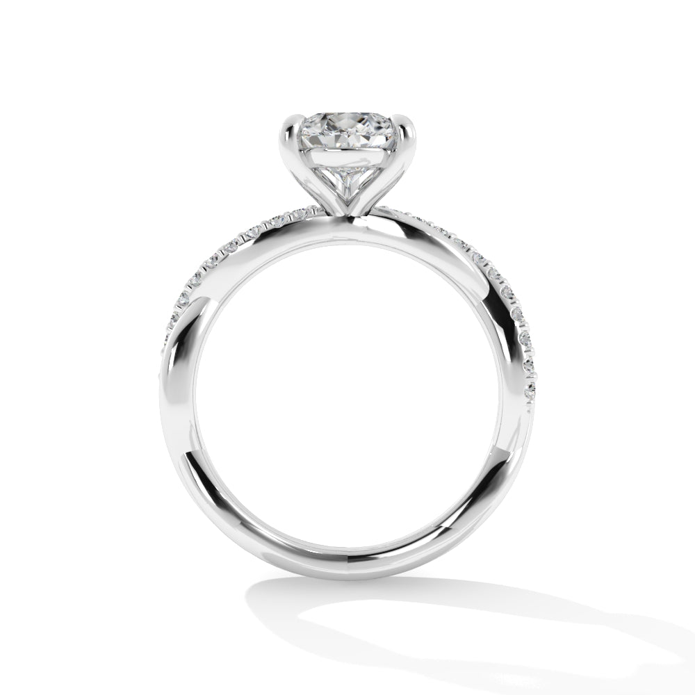 Platinum Engagement Mounting with Diamond and High Polish Twist Shank