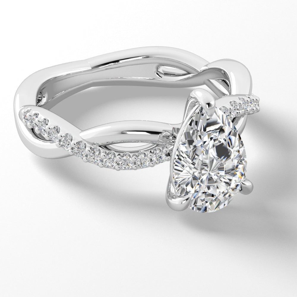 Platinum Diamond Engagement Mounting with High Polish Twist Shank