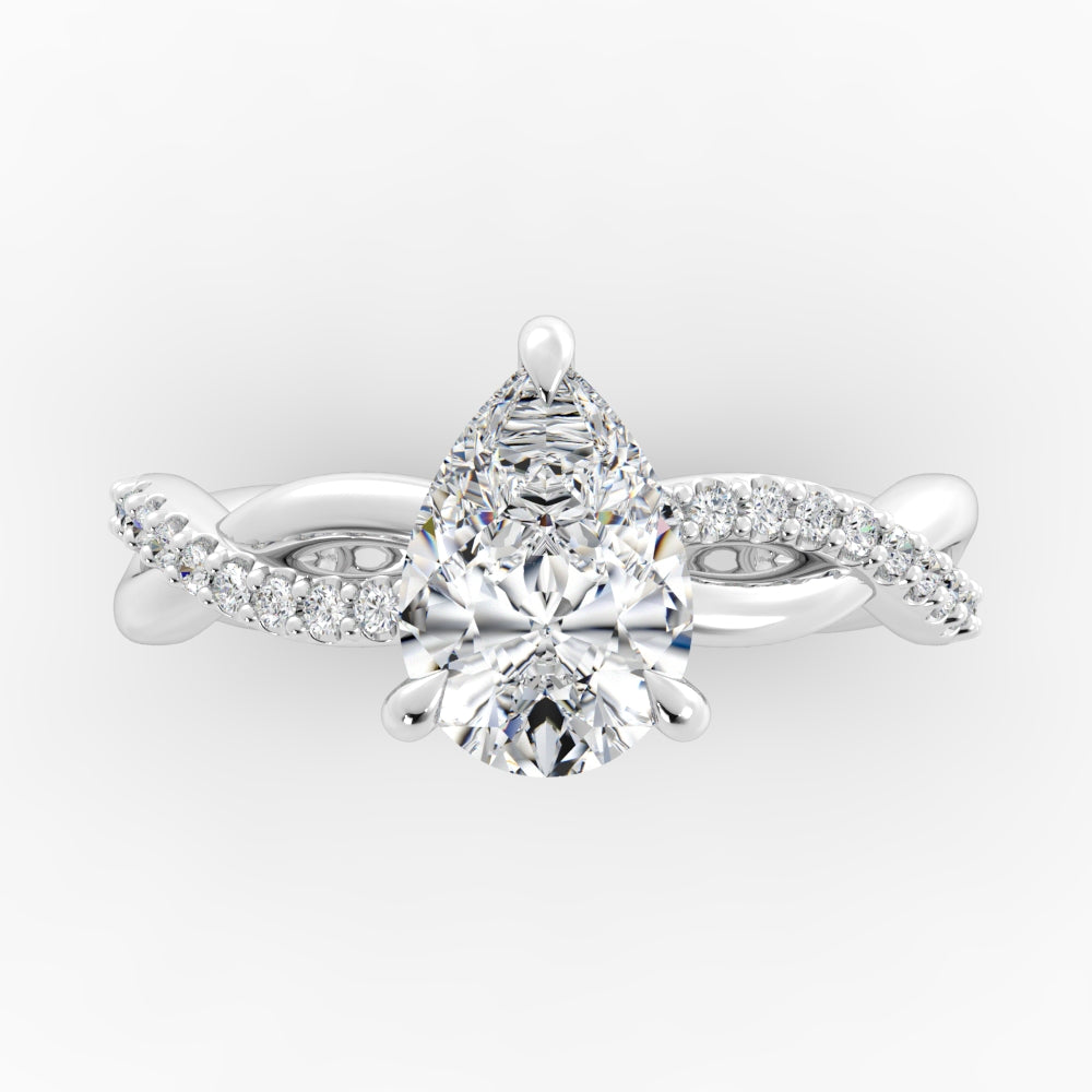 Platinum Diamond Engagement Mounting with High Polish Twist Shank