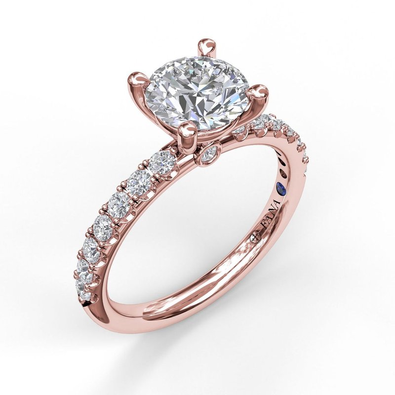 14 Karat Rose Gold Engagement Mounting with Cubic Zirconia Accentuates Elegance