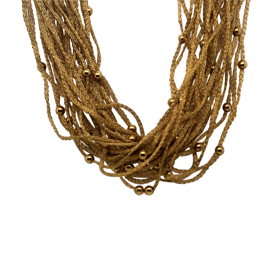 18 Karat Yellow Gold Multi Strand Beaded Necklace