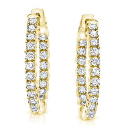 14 Karat Yellow Gold Round Shape Lab Diamond Earrings - 1.91 Carats
