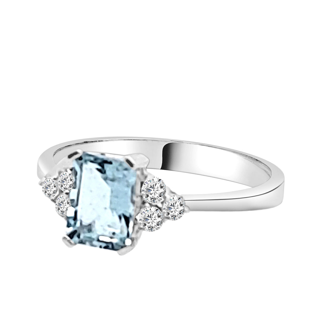 14 Karat White Gold Aquamarine Emerald Shape Ring - 1.00 Carat