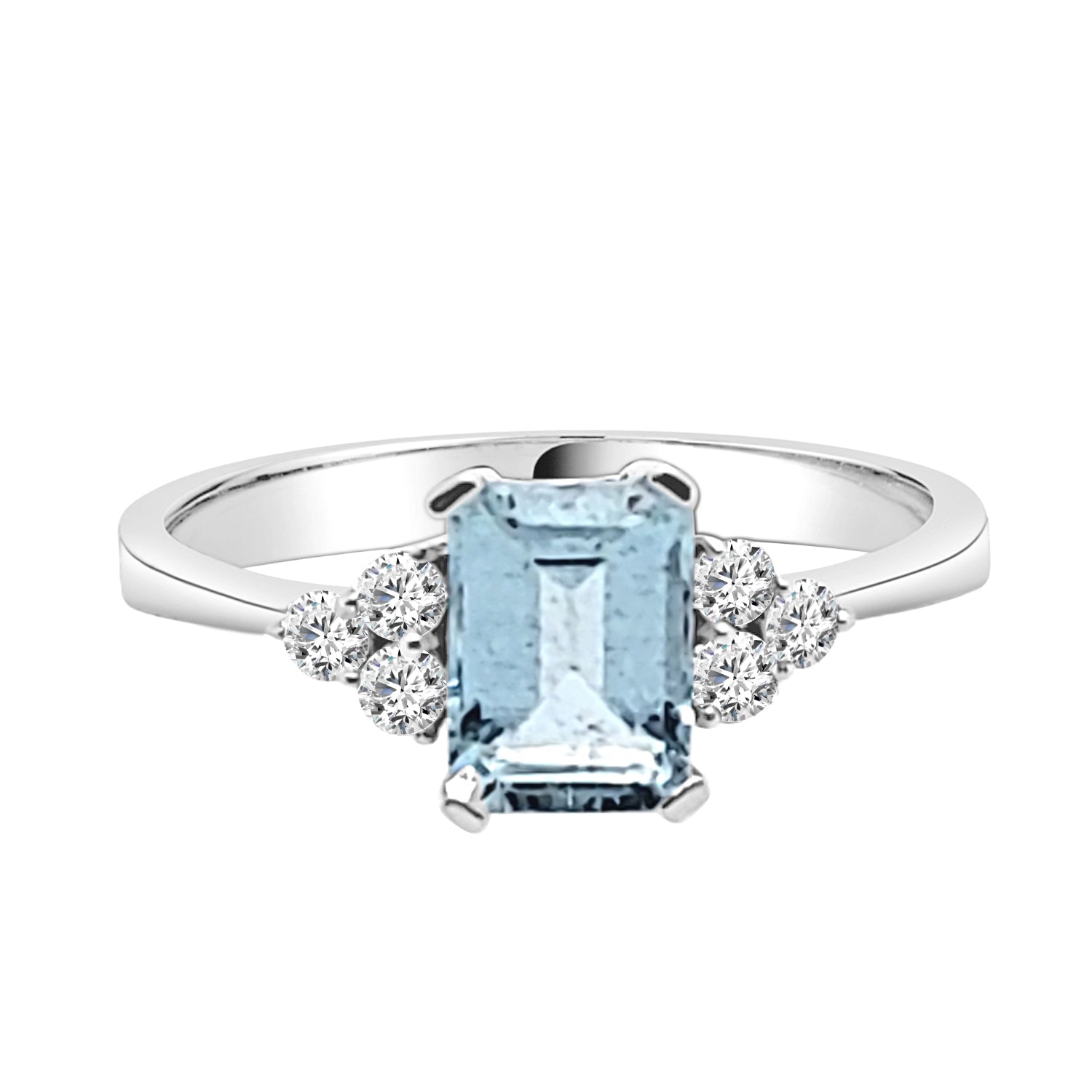 Stunning 14 Karat White Gold Aquamarine Ring - Emerald Shape (1.00 CT)