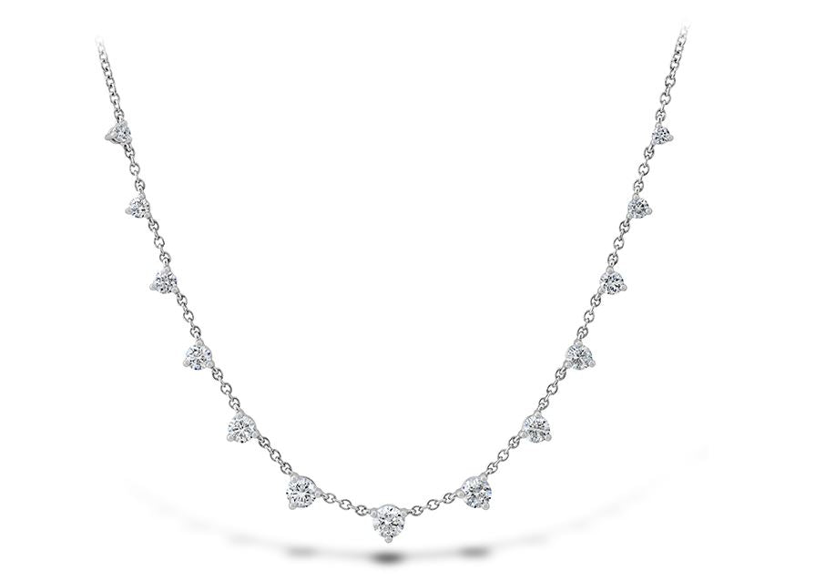 Exquisite Brilliance: Essentials 13-Stone Necklace in 18 Karat White Gold with Natural Diamond, 0.88 Carat