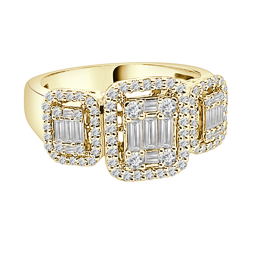 Mosaic Brilliance: 14K Yellow Gold Engagement Ring with Natural Diamond