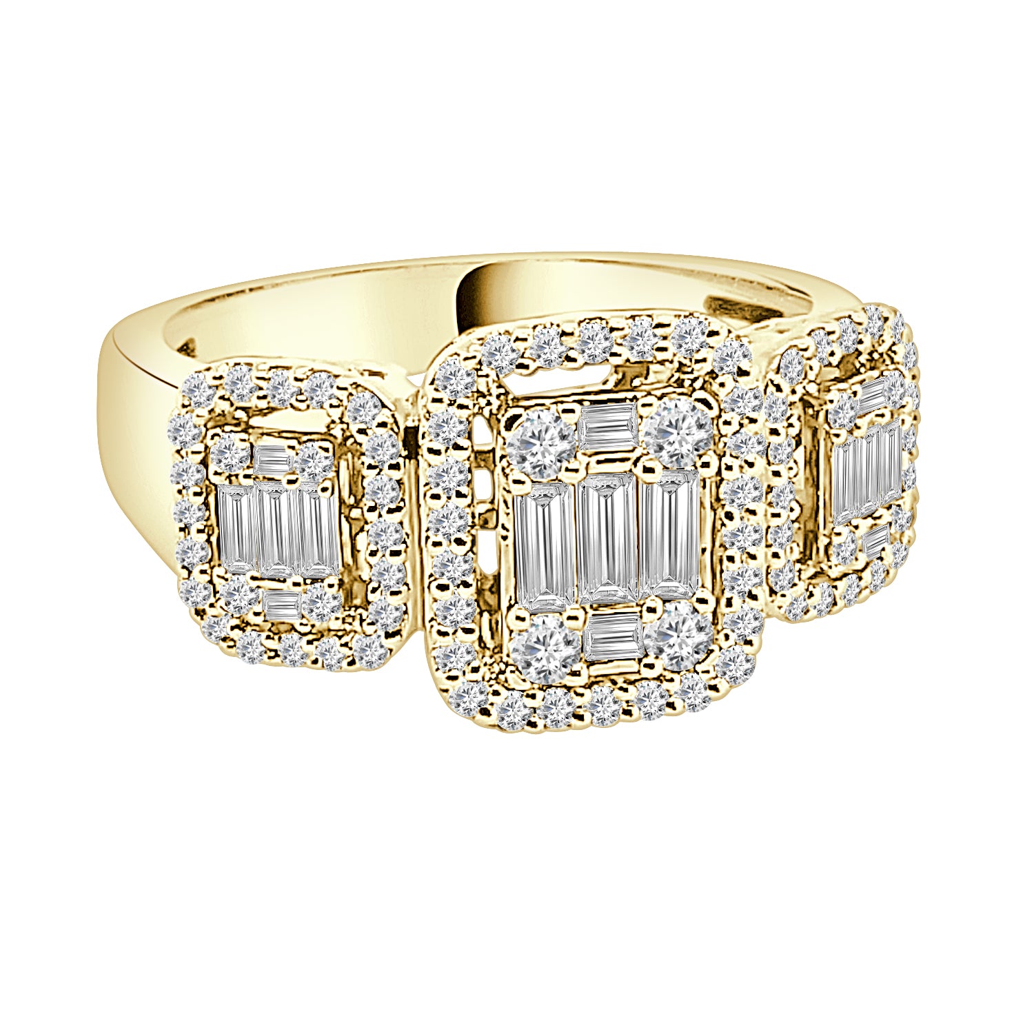 14K Yellow Gold Mosaic Diamond Engagement Ring - 0.98 Carats