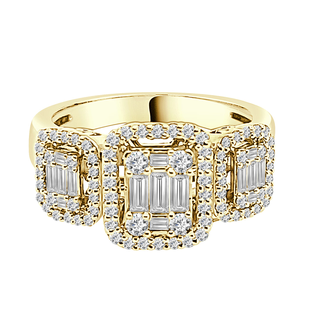 Mosaic Brilliance: 14K Yellow Gold Engagement Ring with Natural Diamond